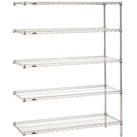 Metro 5AN347C Super Erecta Chrome Wire Stationary Add-On Shelving Unit - 18" x 42" x 74"