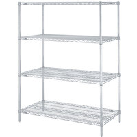 Metro Super Erecta 21" Wide Brite Wire Stationary Starter Shelving Unit with 63" Posts