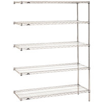 Metro 5AN537C Super Erecta Chrome Wire Stationary Add-On Shelving Unit - 24" x 36" x 74"
