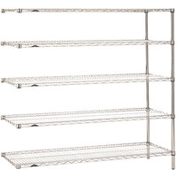 Metro 5AN577C Super Erecta Chrome Wire Stationary Add-On Shelving Unit - 24" x 72" x 74"