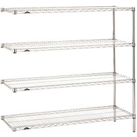 Metro AN556C Super Erecta Chrome Wire Stationary Add-On Shelving Unit - 24" x 48" x 63"