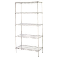 Metro 5N537C Super Erecta Chrome Wire Stationary Starter Shelving Unit - 24" x 36" x 74"