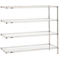 Metro AN566C Super Erecta Chrome Wire Stationary Add-On Shelving Unit - 24" x 60" x 63"