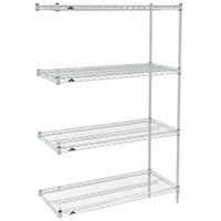 Metro Super Erecta 18" Wide Brite Wire Stationary Add-On Shelving Unit with 63" Posts