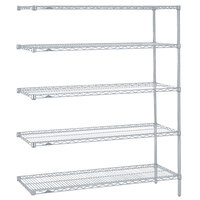 Metro 5AN557BR Super Erecta Brite Wire Stationary Add-On Shelving Unit - 24" x 48" x 74"
