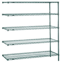 Metro 5AN367K3 Super Erecta Metroseal 3 Adjustable Wire Stationary Add-On Shelving Unit - 18" x 60" x 74"