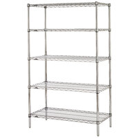 Metro 5N357BR Super Erecta Brite Wire Stationary Starter Shelving Unit - 18" x 48" x 74"