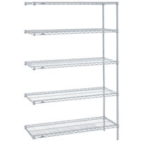 Metro Super Erecta 21" Wide Brite Wire Stationary Add-On Shelving Unit with 74" Posts