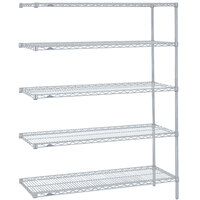 Metro 5AN347BR Super Erecta Brite Wire Stationary Add-On Shelving Unit - 18" x 42" x 74"