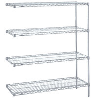 Metro Super Erecta 21" Wide Brite Wire Stationary Add-On Shelving Unit with 63" Posts