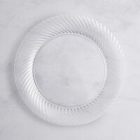 Visions Wave 9" Clear Plastic Plate - 18/Pack