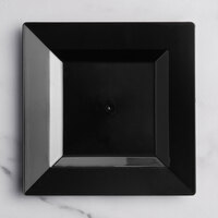 Visions Florence 6" Square Black Plastic Plate - 10/Pack