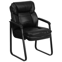 Flash Furniture GO-1156-BK-LEA-GG Black Leather Executive Side Chair with Sled Base