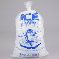 Choice 10 lb. Clear Wicketed Ice Bag with Ice Print - 1000/Case