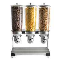 Cal-Mil 3516-3-13 Turn N Serve Black 5 Liter Triple Canister Cereal Dispenser