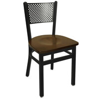 BFM Seating Polk Sand Black Metal Side Chair with Walnut Seat