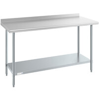 Steelton 24" x 60" 18 Gauge 430 Stainless Steel Work Table with Undershelf and 2" Rear Upturn