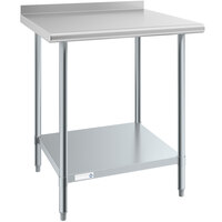 Steelton 30" x 30" 18 Gauge 430 Stainless Steel Work Table with Undershelf and 2" Rear Upturn