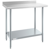 Steelton 24" x 36" 18 Gauge 430 Stainless Steel Work Table with Undershelf and 2" Rear Upturn