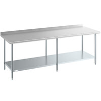 Steelton 30" x 96" 18 Gauge 430 Stainless Steel Work Table with Undershelf and 2" Rear Upturn