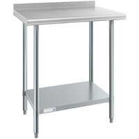 Steelton 24" x 30" 18 Gauge 430 Stainless Steel Work Table with Undershelf and 2" Rear Upturn