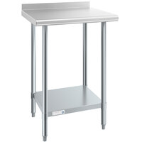 Steelton 24" x 24" 18 Gauge 430 Stainless Steel Work Table with Undershelf and 2" Rear Upturn