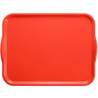 Cambro 1418H510 14" x 18" Signal Red Rectangular Fiberglass Camtray with Handles - 12/Case