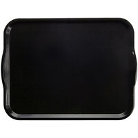 Cambro 1418H110 14" x 18" Black Rectangular Fiberglass Camtray with Handles - 12/Case