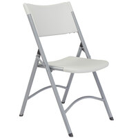 National Public Seating 602 Textured Gray Steel Folding Chair with Speckled Gray Blow Molded Plastic Back and Seat - 4/Pack