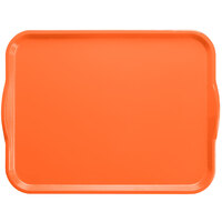 Cambro 1418H222 14" x 18" Orange Pizzazz Rectangular Fiberglass Camtray with Handles - 12/Case