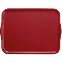 Cambro 1418H505 14" x 18" Cherry Red Rectangular Fiberglass Camtray with Handles - 12/Case