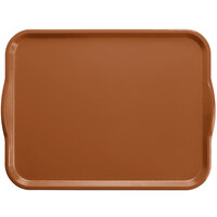 Cambro 1418H508 14" x 18" Suede Brown Rectangular Fiberglass Camtray with Handles - 12/Case