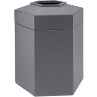 Commercial Zone 737203 PolyTec 45 Gallon Gray Hexagonal Waste Container with Open Top