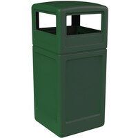 Commercial Zone 73295399 PolyTec 42 Gallon Square Forest Green Waste Container and Dome Lid Set