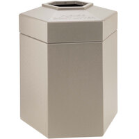 Commercial Zone 737202 PolyTec 45 Gallon Beige Hexagonal Waste Container with Open Top