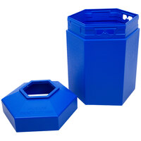 Commercial Zone 737204 PolyTec 45 Gallon Blue Hexagonal Waste Container with Open Top