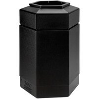 Commercial Zone 737101 PolyTec 30 Gallon Black Hexagonal Waste Container with Open Top