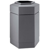 Commercial Zone 737103 PolyTec 30 Gallon Gray Hexagonal Waste Container with Open Top