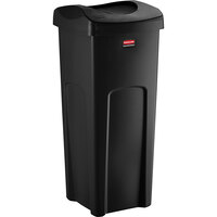 Rubbermaid 6903569BKKIT Untouchable 92 Qt. / 23 Gallon Black Square Trash Can with Drop Shot Lid