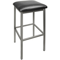 BFM Seating Trent Clear Coated Steel Bar Stool with 2" Black Vinyl Seat