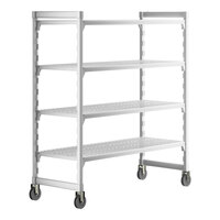 Cambro CPHU246067V4480 Camshelving® Premium High Density Mobile Shelving Unit with 4 Vented Shelves - 24" x 60" x 67"