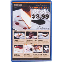 Menu Solutions H500A ROY BL Hamilton 5 1/2" x 8 1/2" Single Panel Two View Royal Blue Menu Board