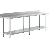 Regency 24" x 96" 18-Gauge 304 Stainless Steel Commercial Work Table with 4" Backsplash and Galvanized Undershelf