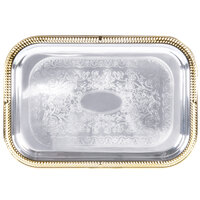 Vollrath 47260 Odyssey 18 1/4" x 12 1/4" Rectangular Gold Trim Metal Catering Tray