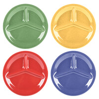 GET CP-10-MIX Diamond Mardi Gras 10 1/4" Three Compartment Melamine Plate, Assorted Colors - 12/Case