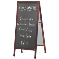 Aarco MLA1B 68" x 30" Cherry Wood A-Frame Sidewalk Board with Black Composition Chalk Board