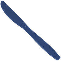 Creative Converting 010602B 7 1/2" Navy Heavy Weight Plastic Knife - 50/Pack