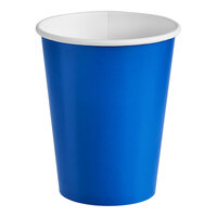 Creative Converting 563147B 9 oz. Cobalt Blue Poly Paper Hot / Cold Cup - 24/Pack