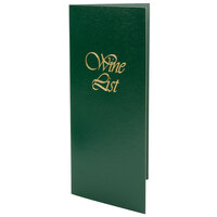 Menu Solutions L702C 5 1/2" x 11" Green Wine List Cover