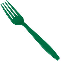 Creative Converting 010474B 7 1/8" Emerald Green Heavy Weight Plastic Fork - 50/Pack